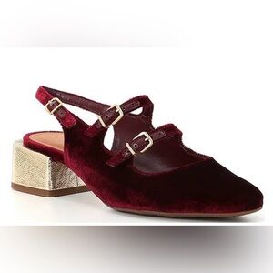 Mary Jane velvet burgundy Block Heel Slingbacks 8 |cottagecore fall Balletcore